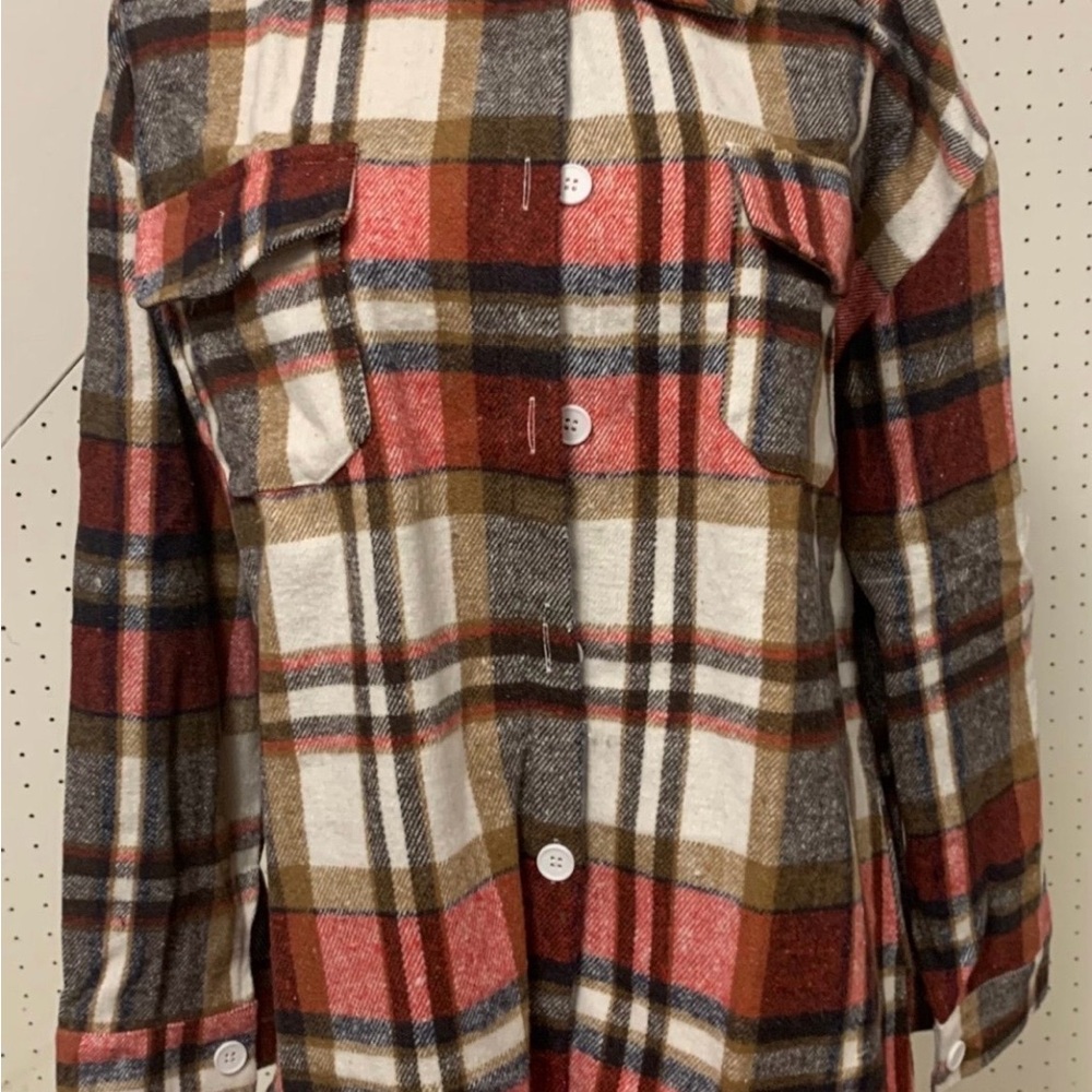 Women's Plaid Button-Front Shacket in Rust Multi jacket